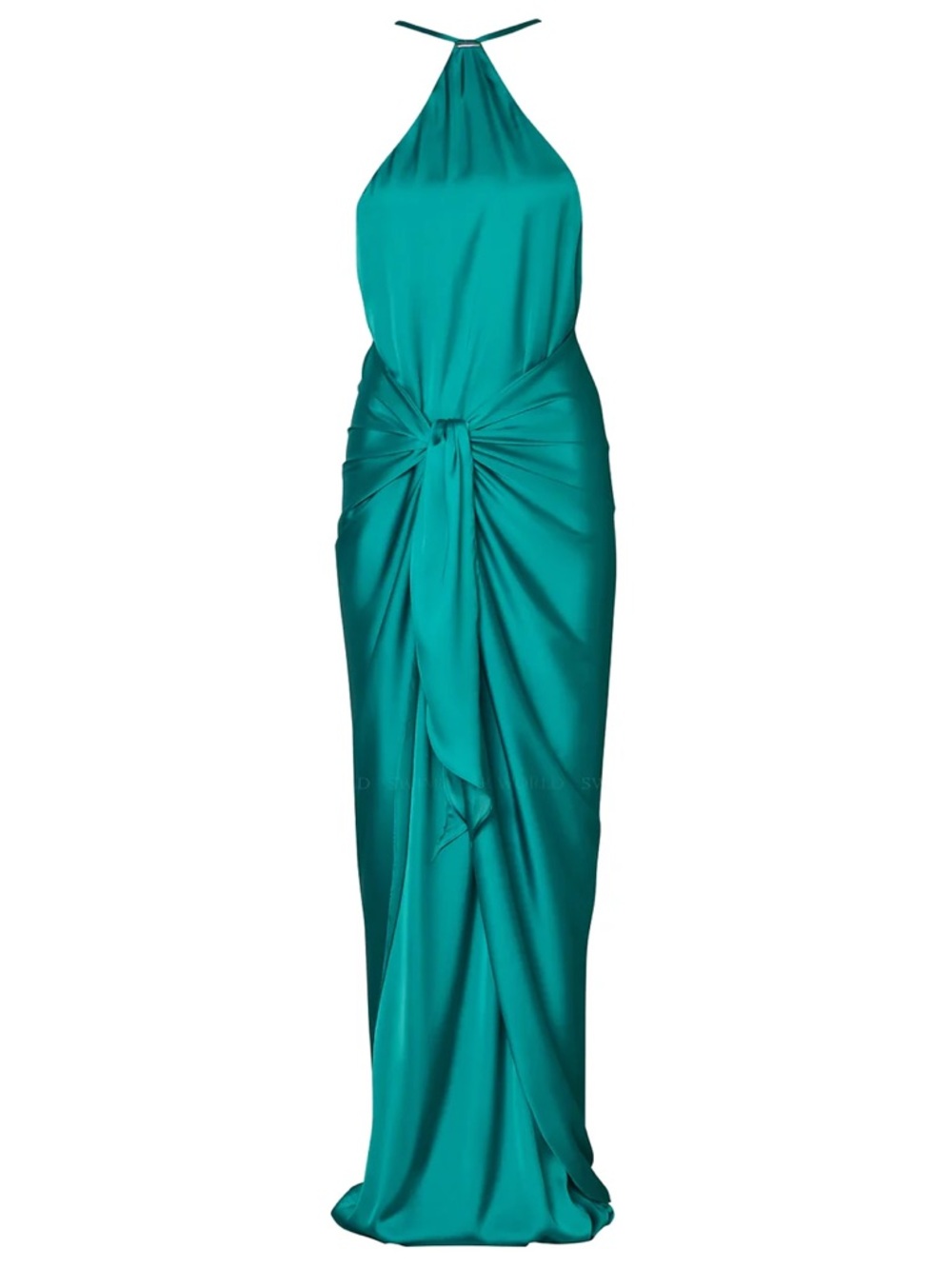Baobab Collection Selva Dress - Teal Halter Knot-Front Satin Gown